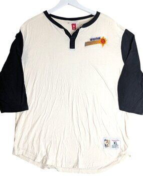 Mens Phoenix Suns Mitchell & Ness Cream Icon 3/4-Sleeve Henley T-Shirt XL